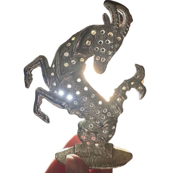 Capricorn Zodiac Metal Statue Silver Color 5” x 4” Astrology - Picture 3 of 5
